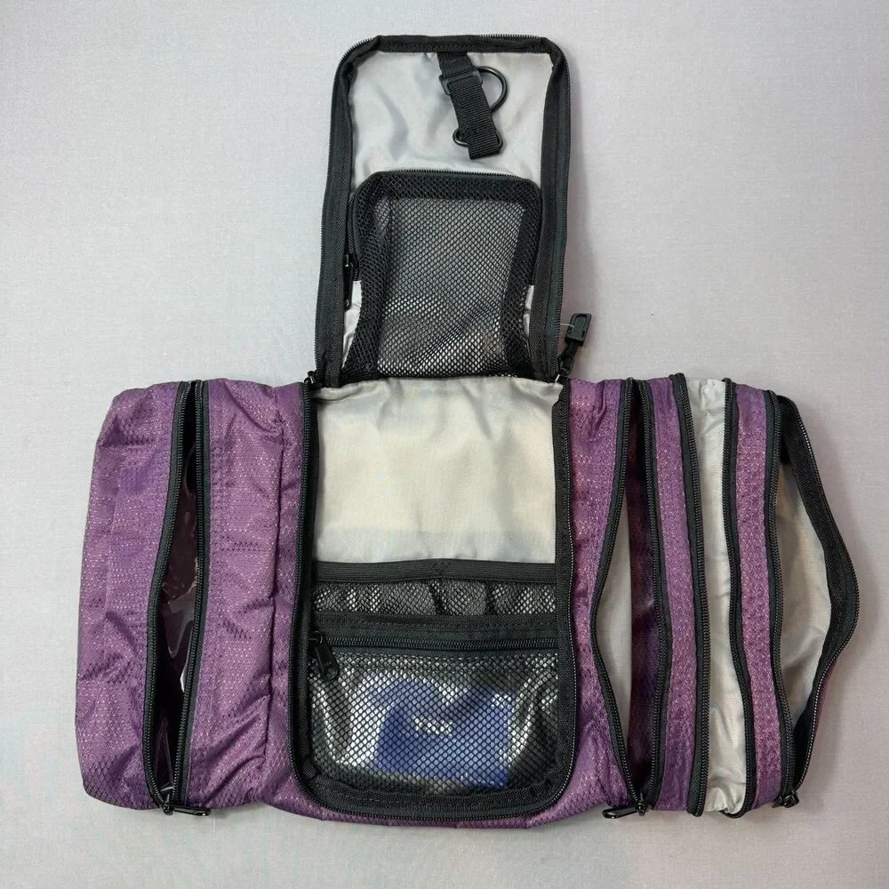 NWT eBags Pack it Flat Toiletry Kit Eggplant Purple Hanging Travel Bag
